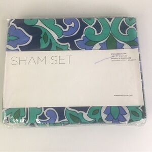 New Two (2) Urban Outfitters pillow Shams Floral medallion Navy Set 20” X 26”